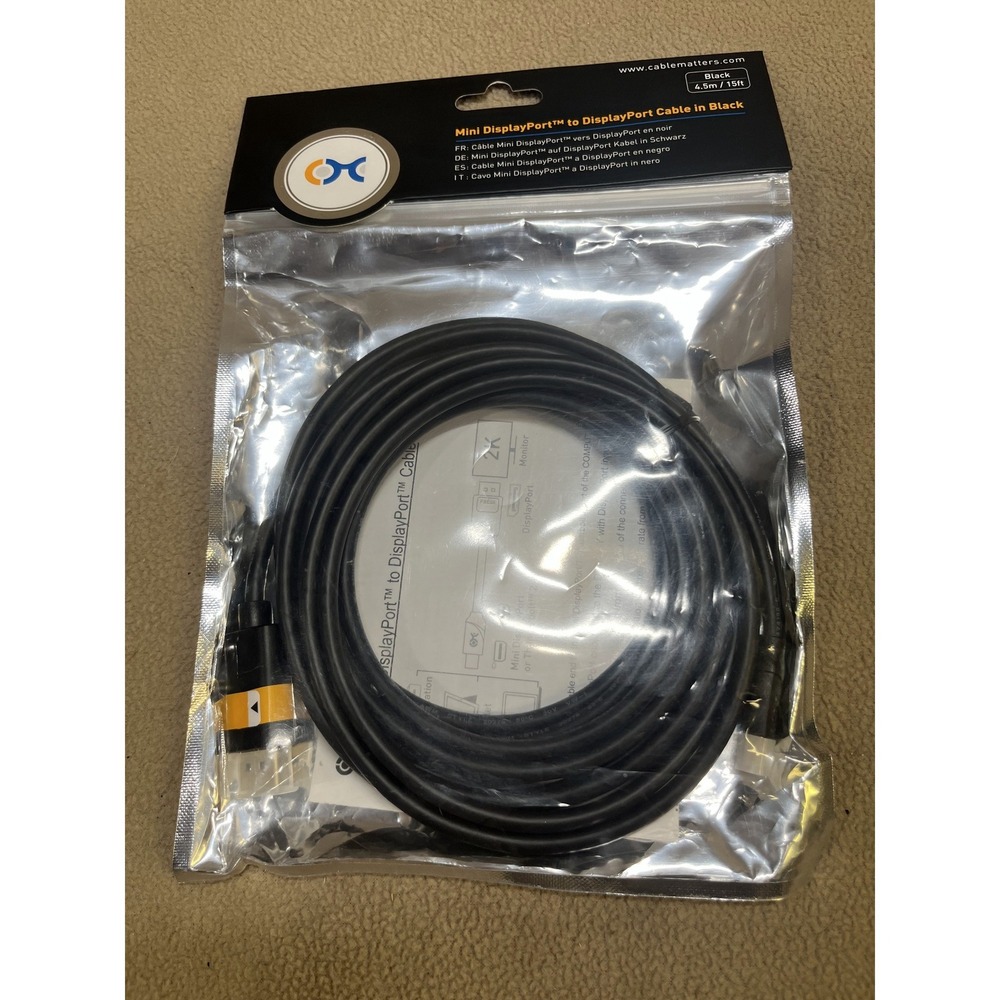 Cable Matters‎ Mini DisplayPort to DisplayPort Cable 15ft 101007-BLACK-15 2K